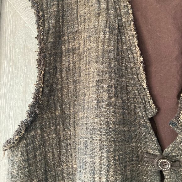 100% Cotton Double Sided Vest, OS, brown/khaki color - Picture 6 of 11
